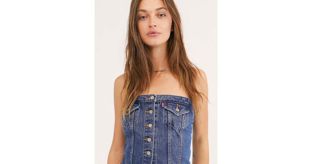 Free People Levi's Lace-up Denim Corset Top By Levi's in Blue | Lyst  Australia
