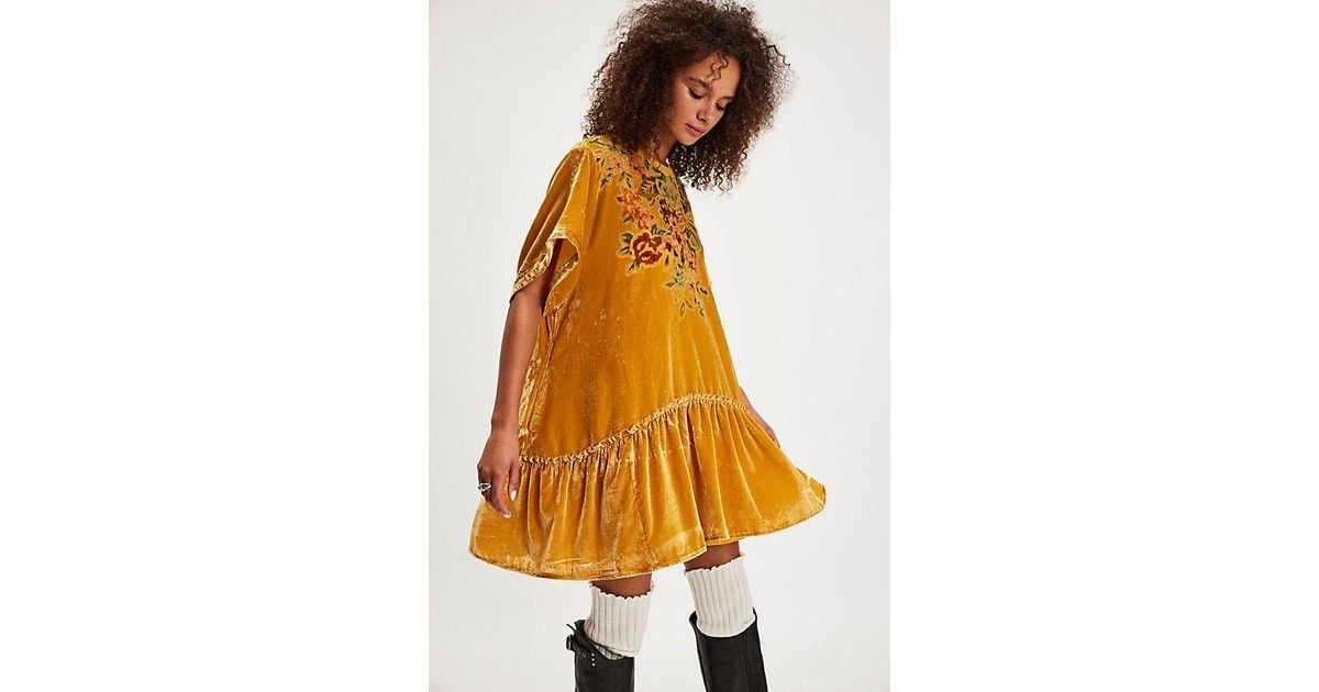 Free People Sweet Echoes Velvet Mini Dress in Orange | Lyst UK