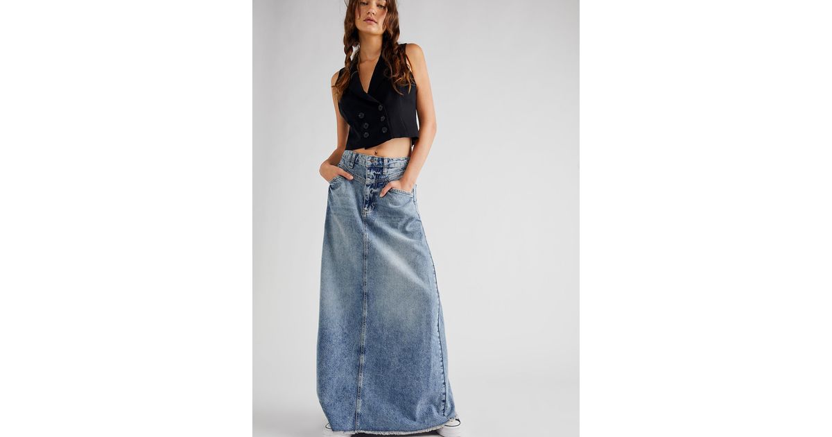 Free People Come As You Are Denim Maxi Skirt in Blue | Lyst Australia