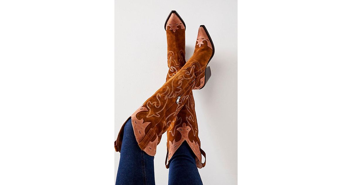 Free People Wild West Thigh High Boots in Orange | Lyst