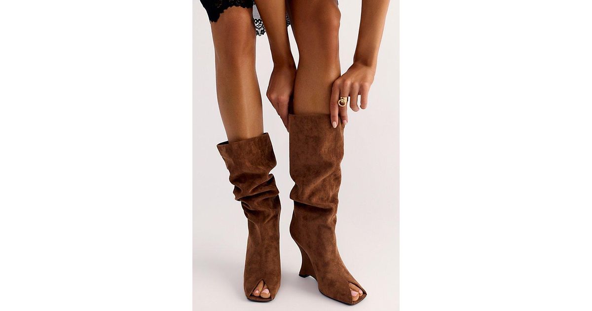 Free People Just A Peep Slouch Boots in Brown | Lyst