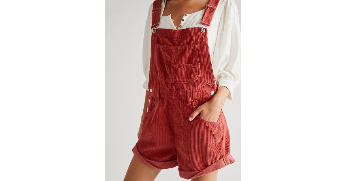 Free People Corduroy Ziggy Cord Shortalls in Red Lyst