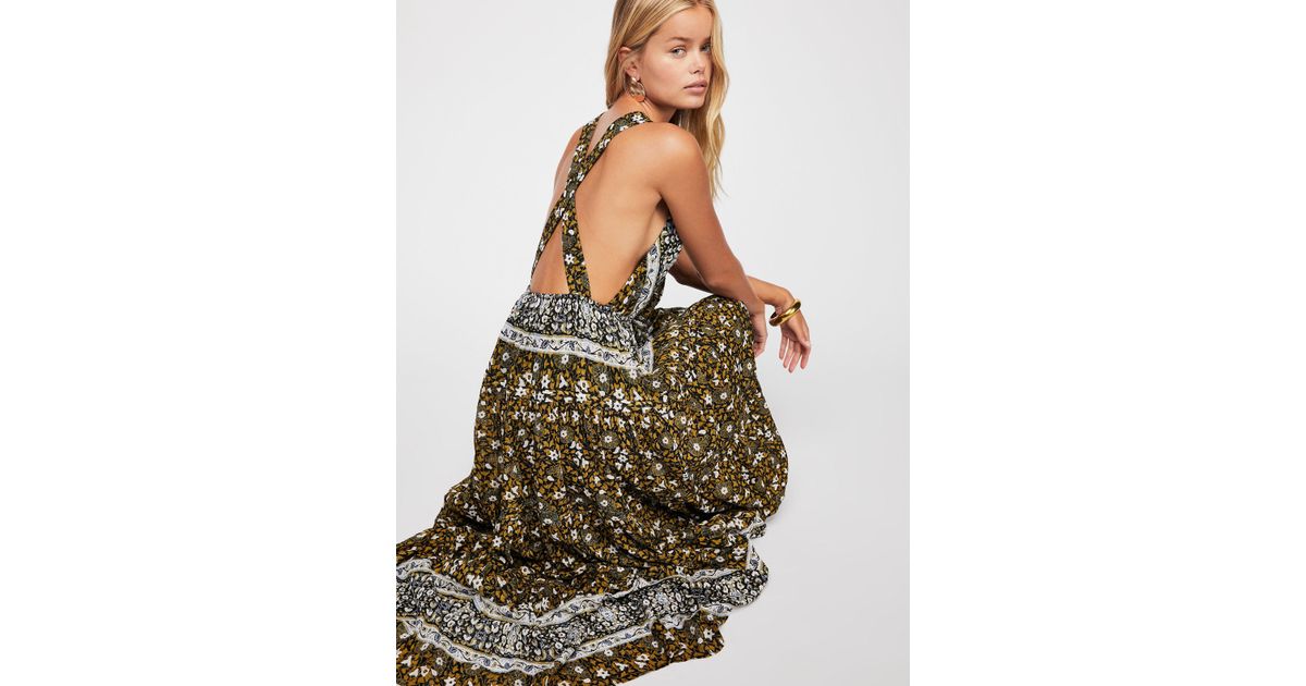 printed birdie maxi dress