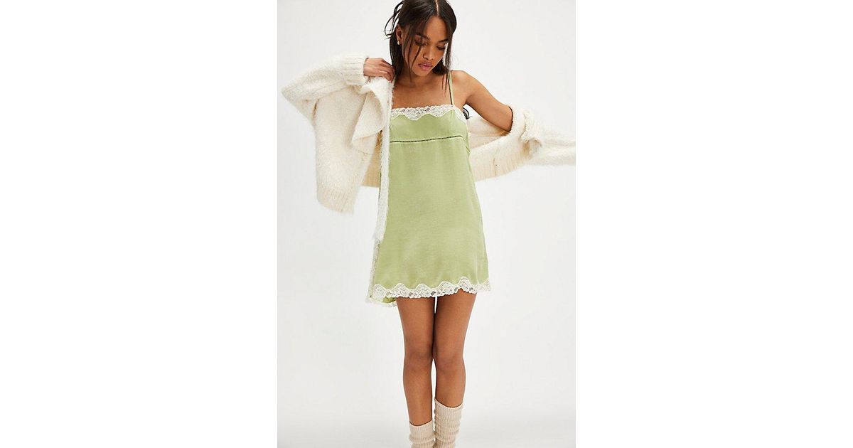 free people green slip dress NWOT Free People Intimately BE MY MINI Mini slip dress, green, Size Small.