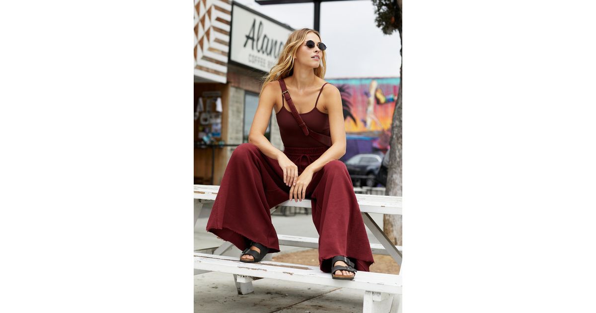 Free People Cotton Upbeat Wide Leg Trousers By Fp Movement In Red Lyst