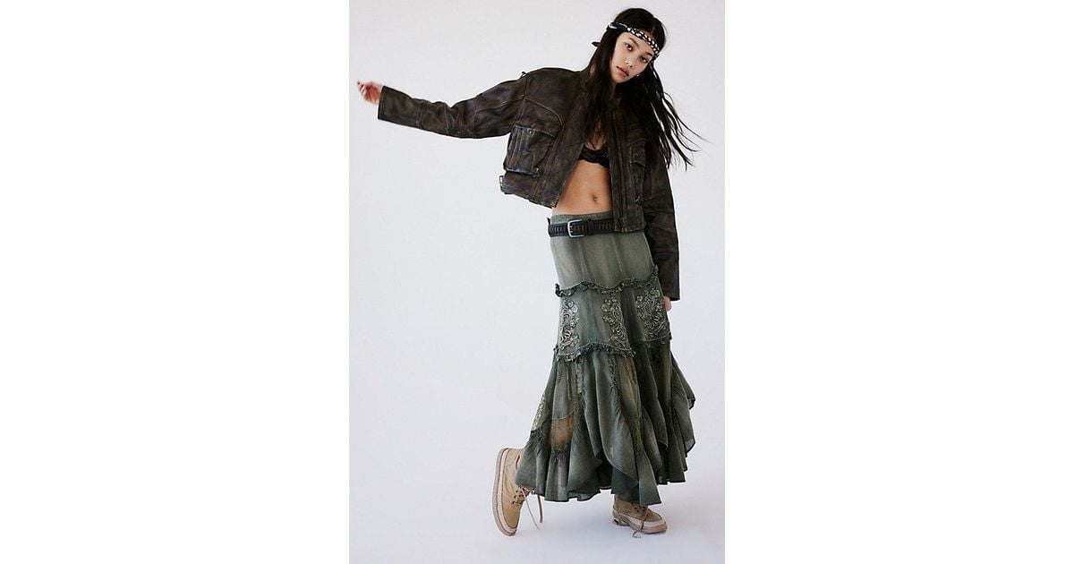 Free People Ophelia Embroidered Maxi Skirt in Black | Lyst