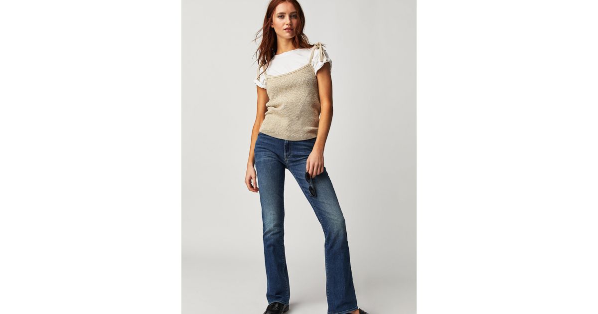 Free People Mother The Outsider Sneak Jeans in Blue | Lyst