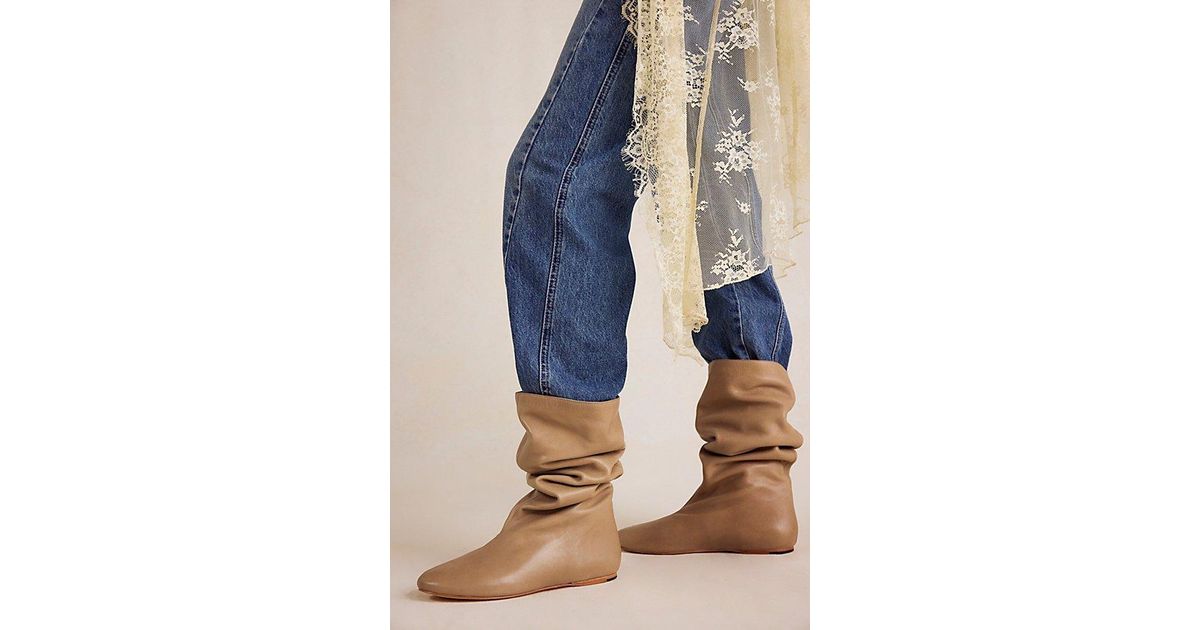 Free People Single Sole Slouch Boots in Natural | Lyst