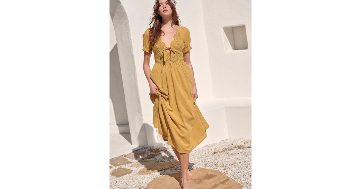 knee length dresses for ladies Free People Lucinda Lace Midi Dress  Dales Clothing for Men and Women