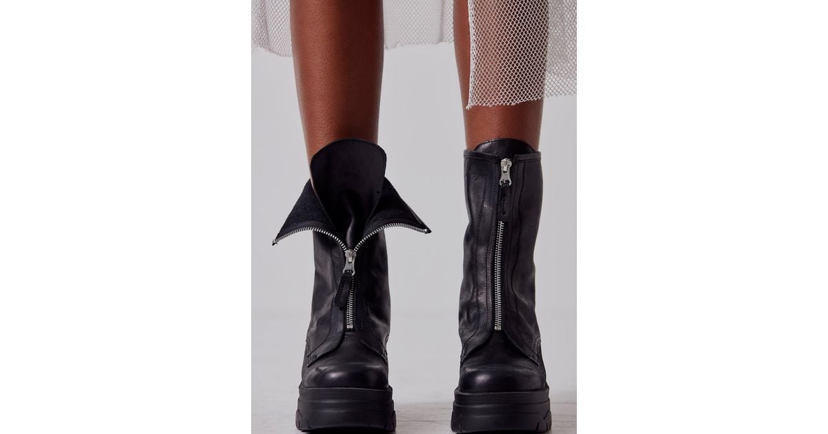 Free People Myles Zip Front Boots in Black | Lyst