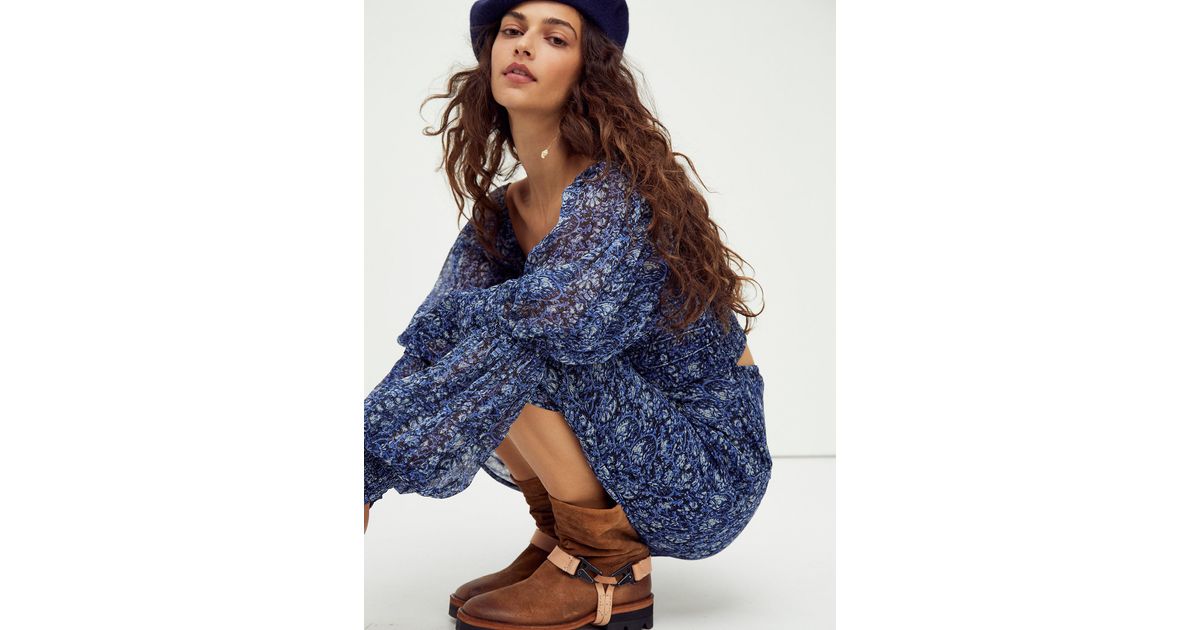Free People Glow Up Midi Dress in Blue 