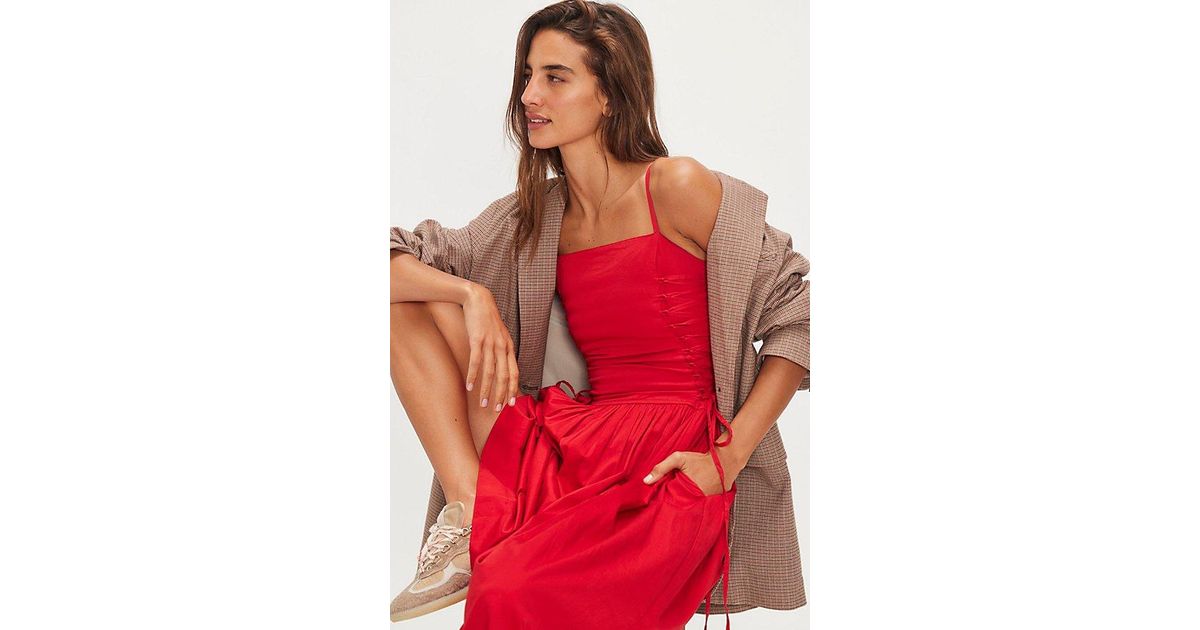 Damson Madder Angelina Midi Dress in Red | Lyst