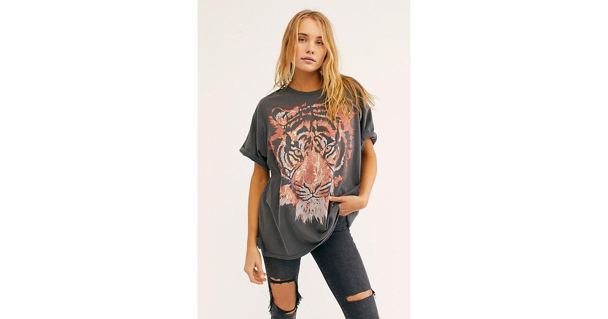 Free People Cotton Oversized Tiger Tee 