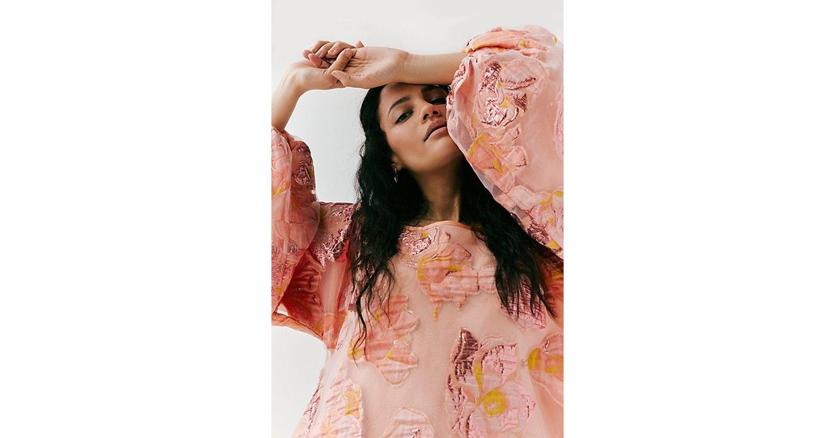 sunset magnolia floral organza good luck dress NWT Free People Arianne Elmy Sunset Magnolia Floral Organza Good Luck Dress  L