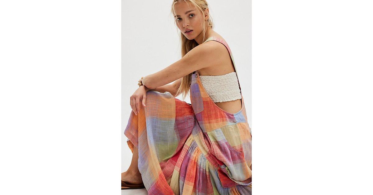 Free People Moonbeam Madras Skirtall in Red | Lyst