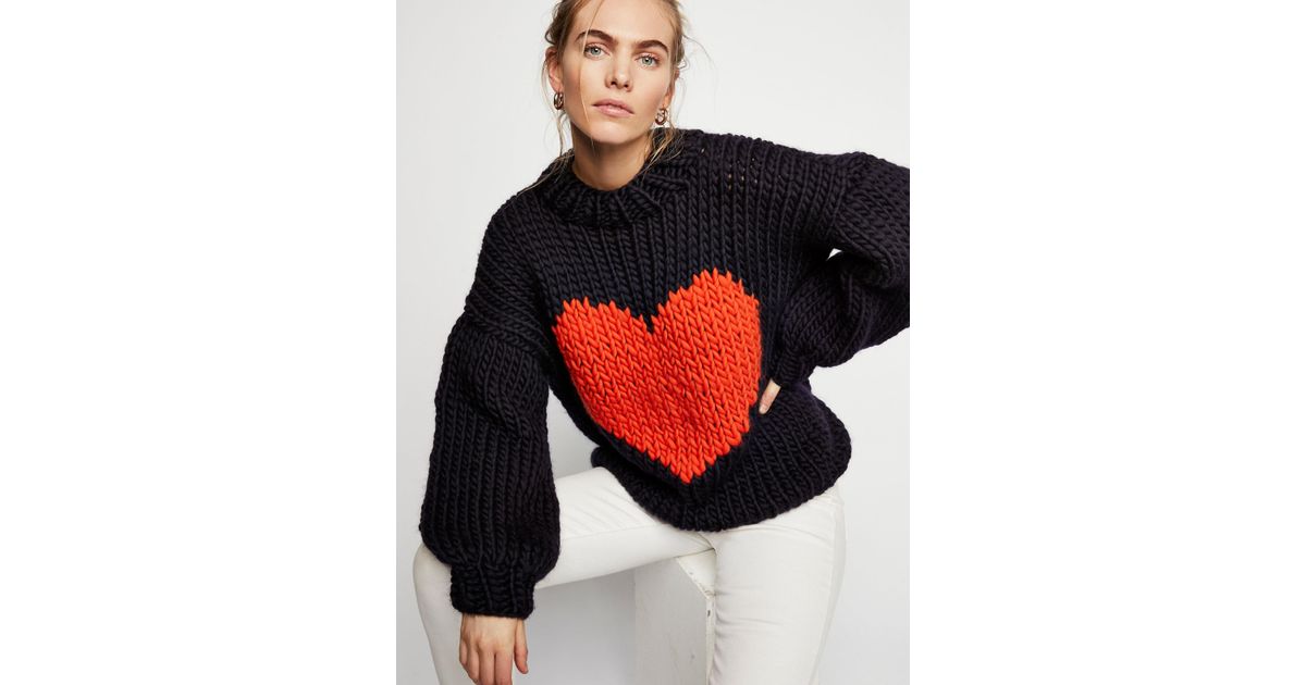 free people heart sweater
