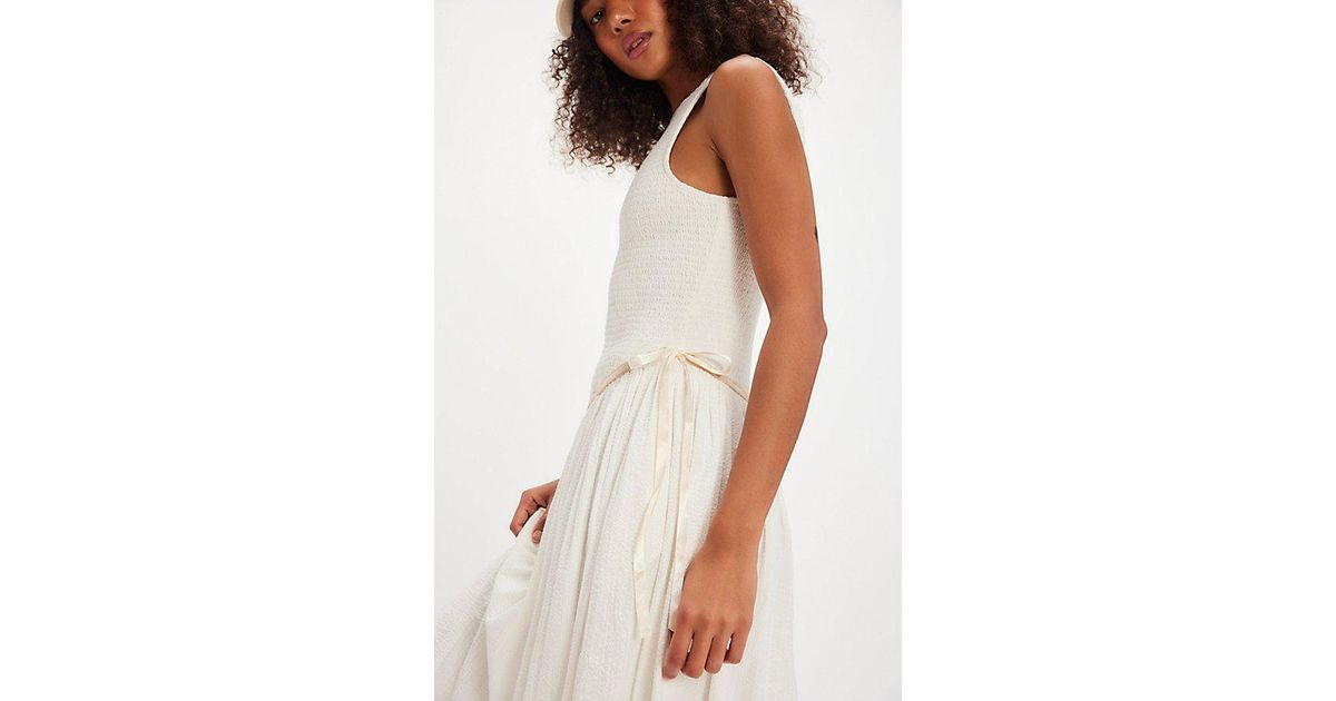 nightingale seersucker midi dress Free People Women's Nightingale Smocked Midi Dress - Rose Sienna Combo
