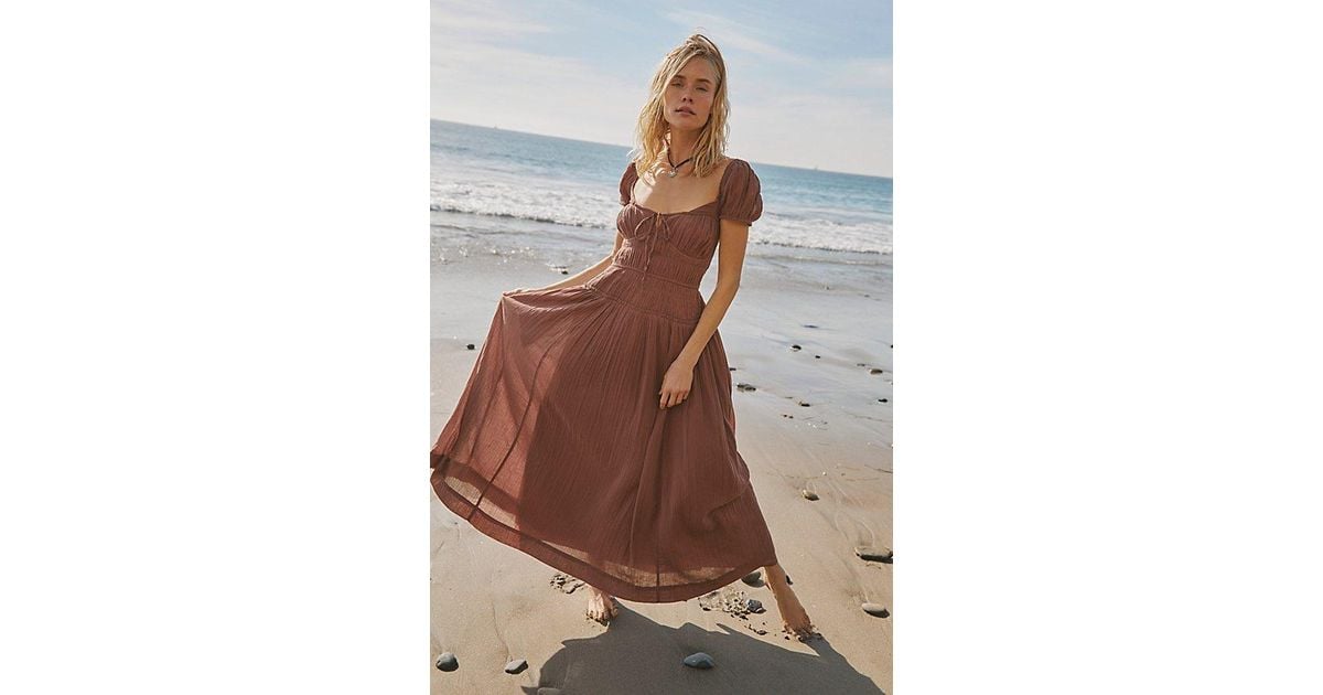 Free People Feeling Bonita Midi in Brown Lyst Free People Feeling Bonita Midi in Brown Lyst