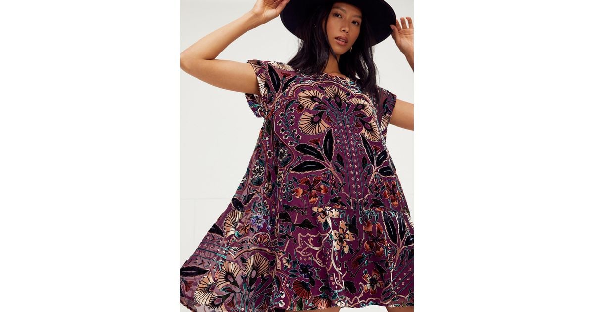 Free People Strawberry Fields Velvet Mini Dress in Purple Lyst
