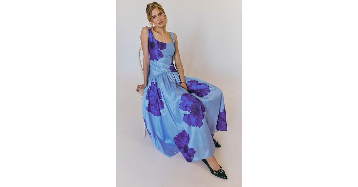 sachin and babi light blue dress Azure Sun Drop Waist Split Maxi Dress Light Blue Selfie Leslie