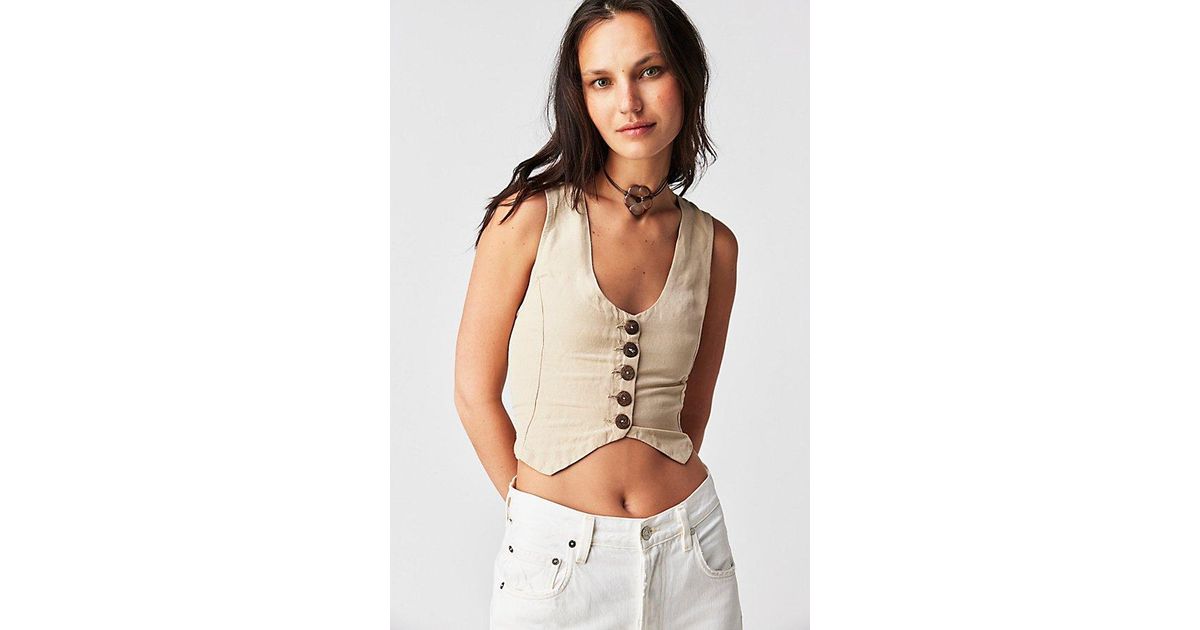 Free People Reisling Vest Jacket At In Sand Jam, Size: Medium in White |  Lyst