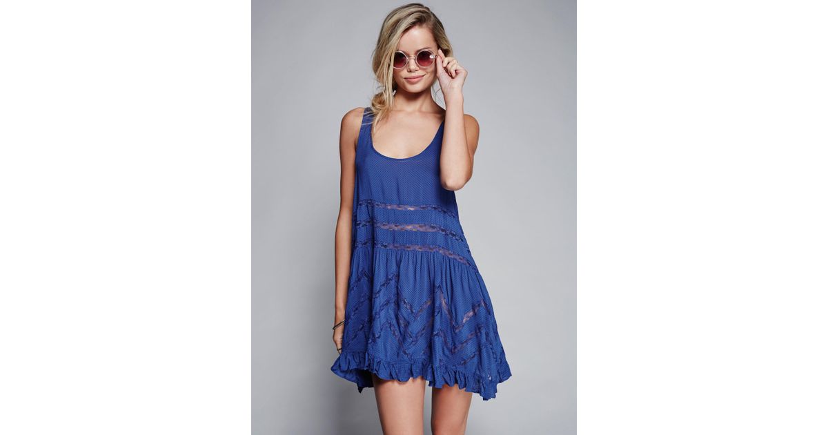 Voile and lace trapeze slip cheap
