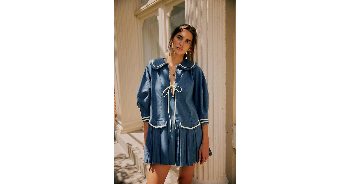Free People Starboard Mini Dress in Blue | Lyst