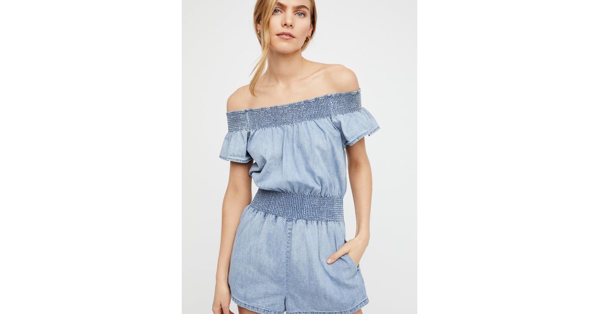 free people denim romper