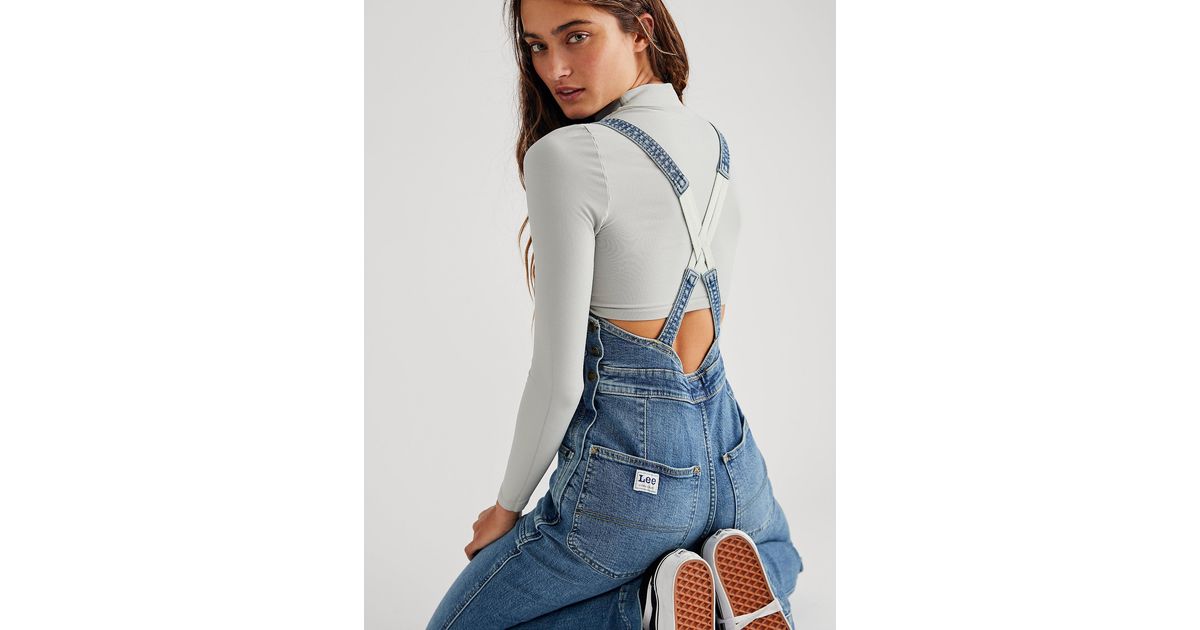 Free People Corduroy Lee Factory Flare Overalls in Grey | Lyst Canada