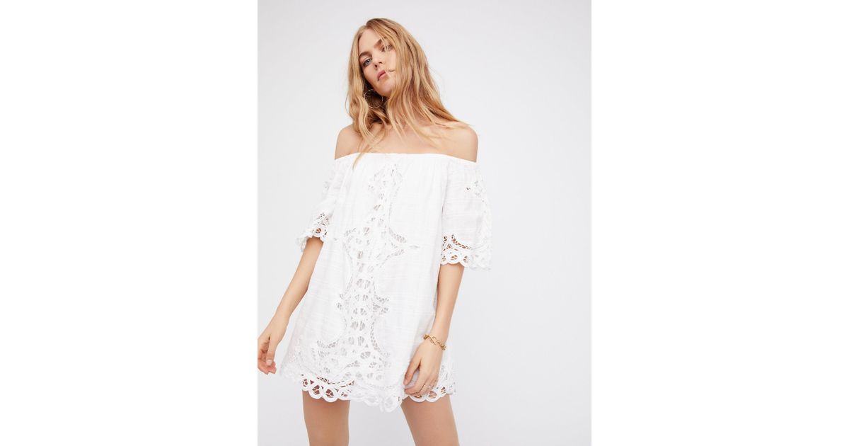 white off the shoulder mini dress