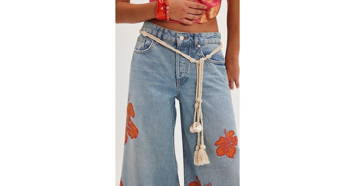 Free People Palisades Wide-Leg Jeans in Orange | Lyst