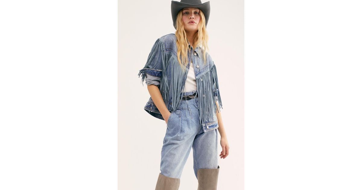 Fringe Denim Jacket in Indigo 