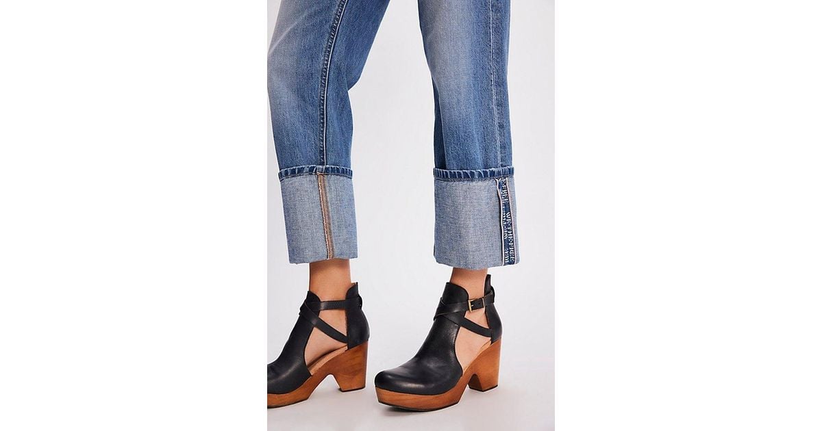 Free People Leather Ankle Strap Clogs in Blue Lyst