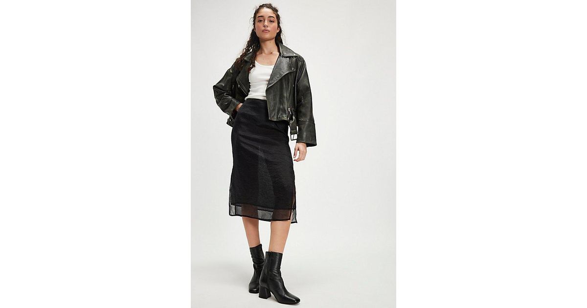 Free People Sheer Luck Midi Skirt in Black Lyst