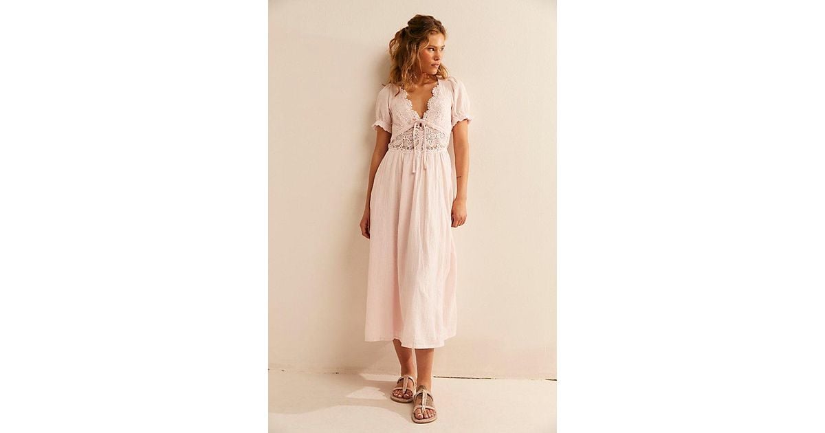 Free People All You Need Is Lace Midi in Natural | Lyst