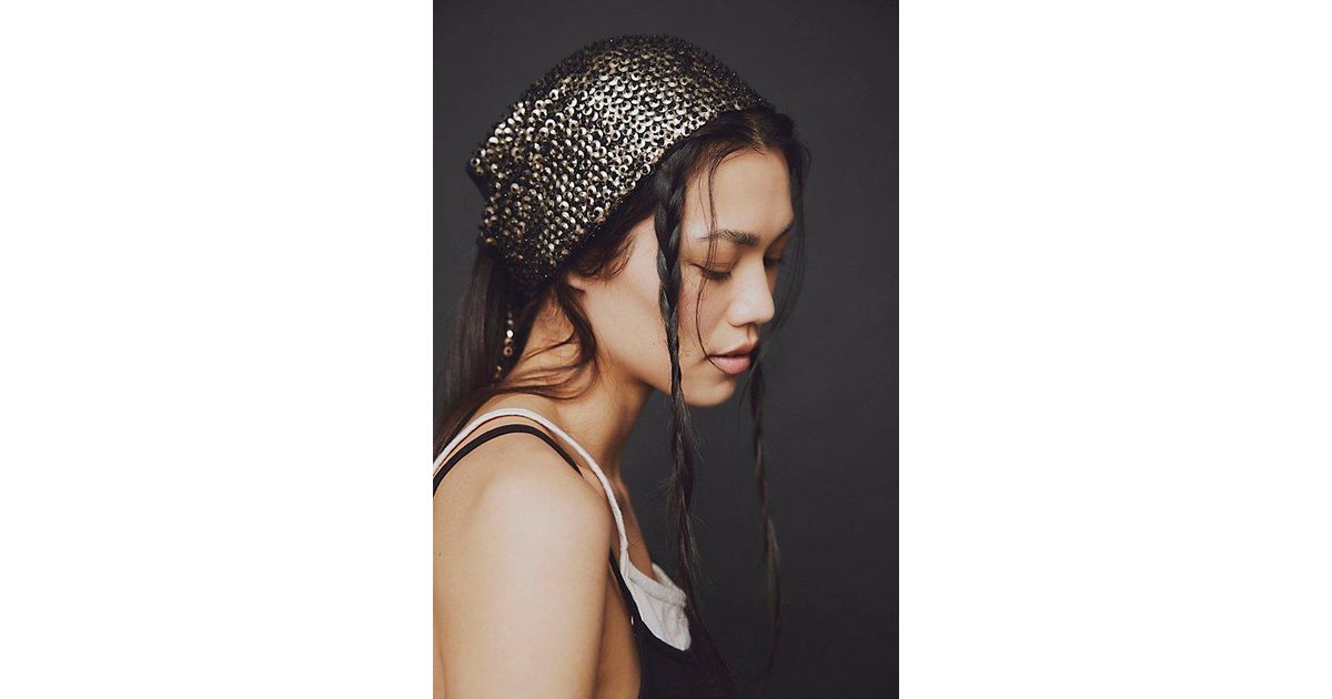 Free People Lyra Embelisshed Bandana in Black | Lyst