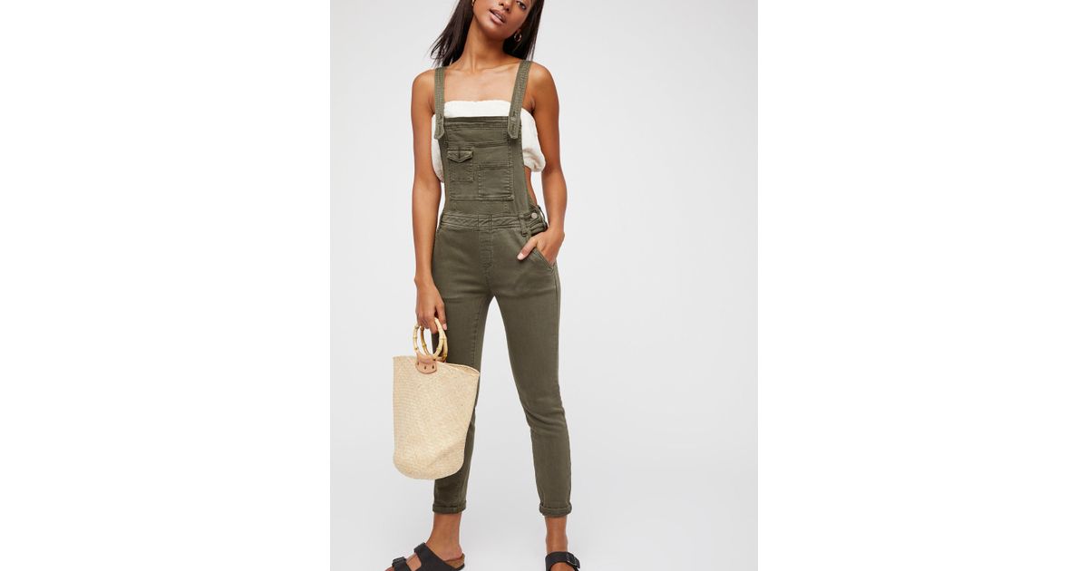 Washed Denim Overall in Green 