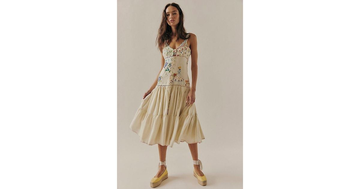 Bali Forget Me Not Midi Dress in Natural | Lyst