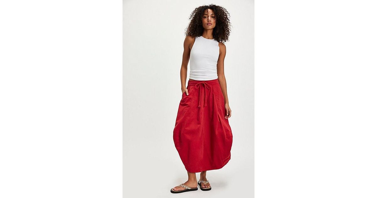 Free People Willow Poplin Maxi Skirt in Red | Lyst