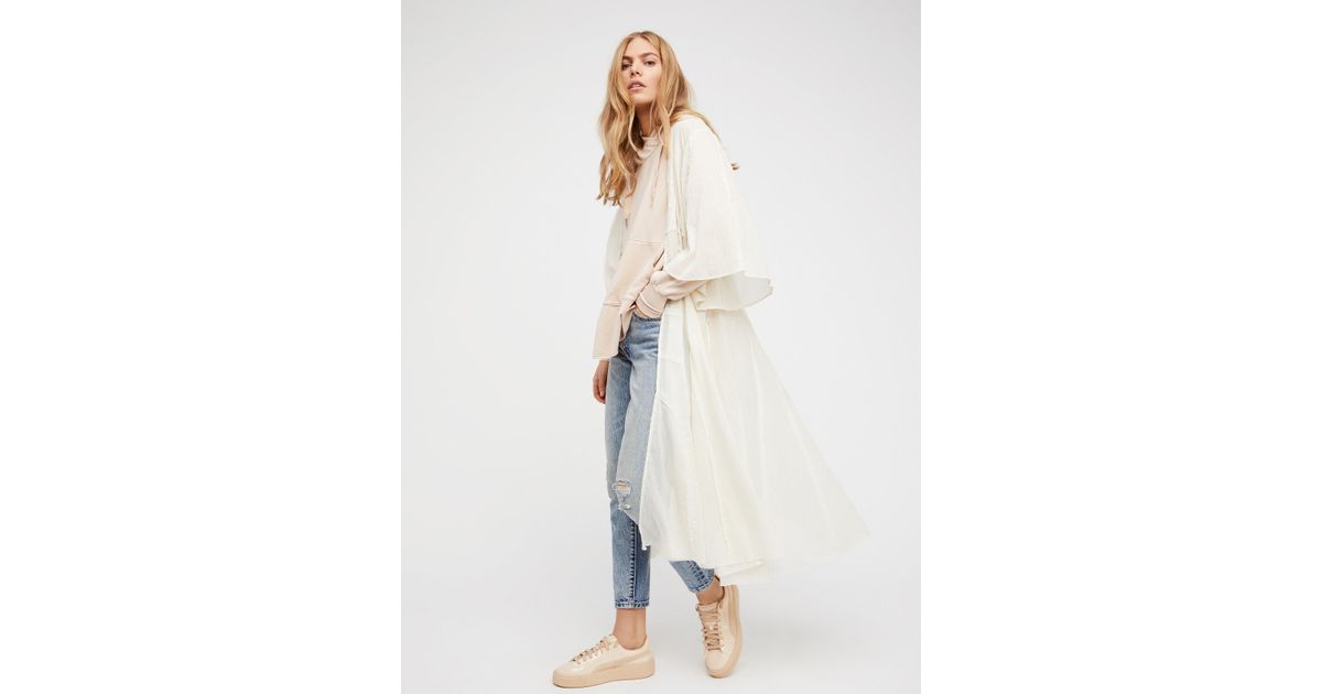 Free People Cotton Curved Gauze Duster in Ivory (White) Lyst