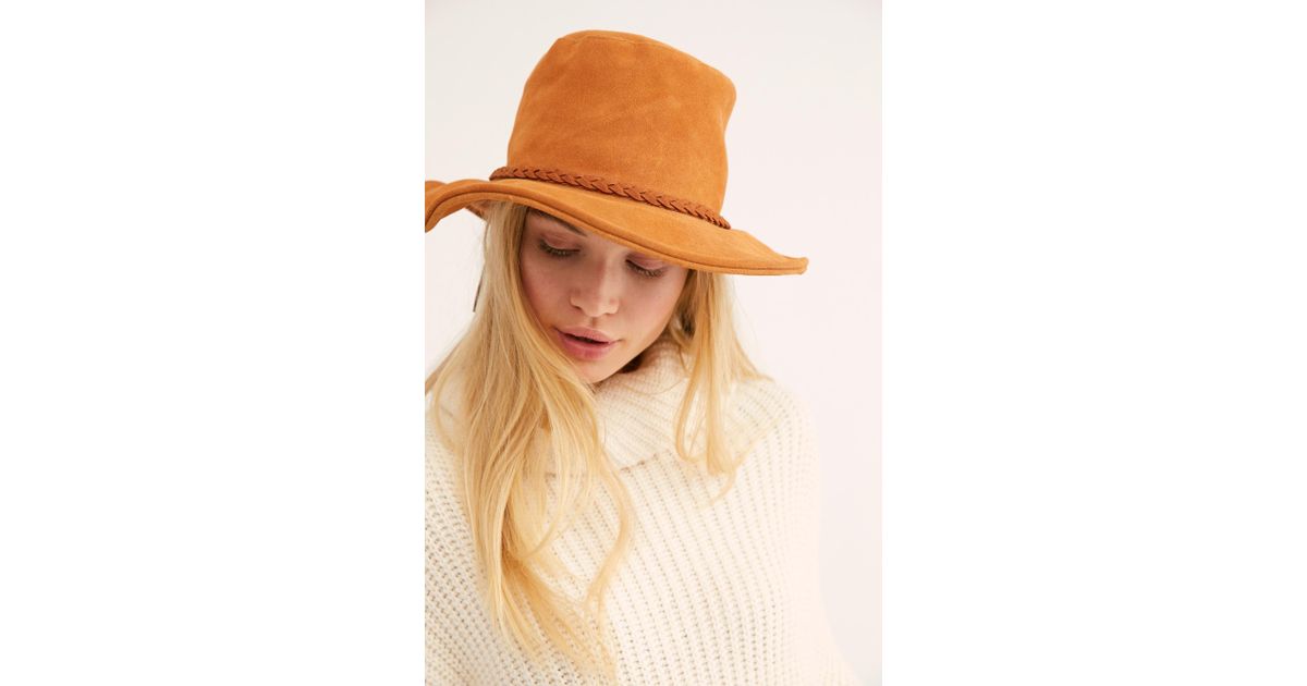 brown suede floppy hat