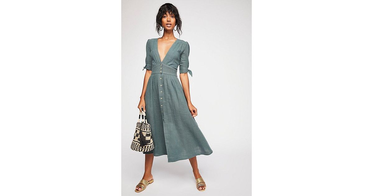free people love of my life dress blue Printed Love of My Life Midi Dress