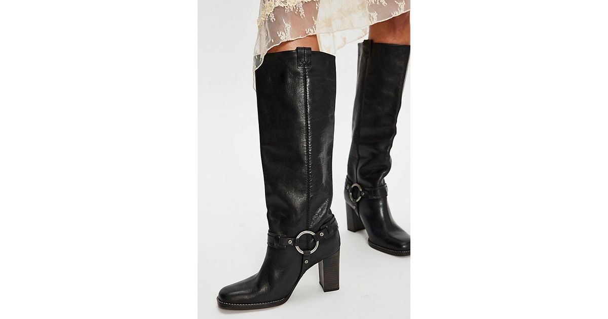Free People Heidi Harness Tall Boots in Black | Lyst