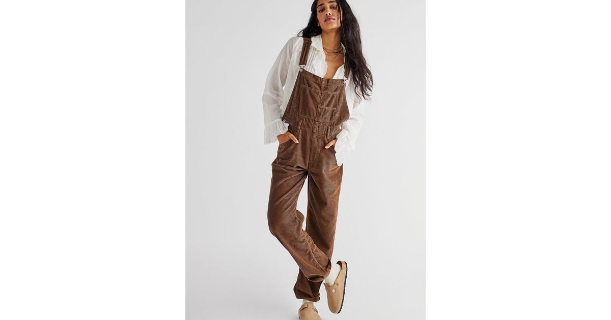 Free People Ziggy Cord Overalls in Brown | Lyst