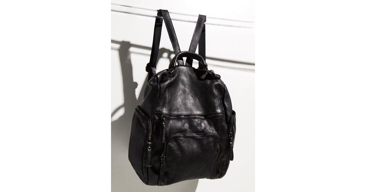 black leather bolsa backpack