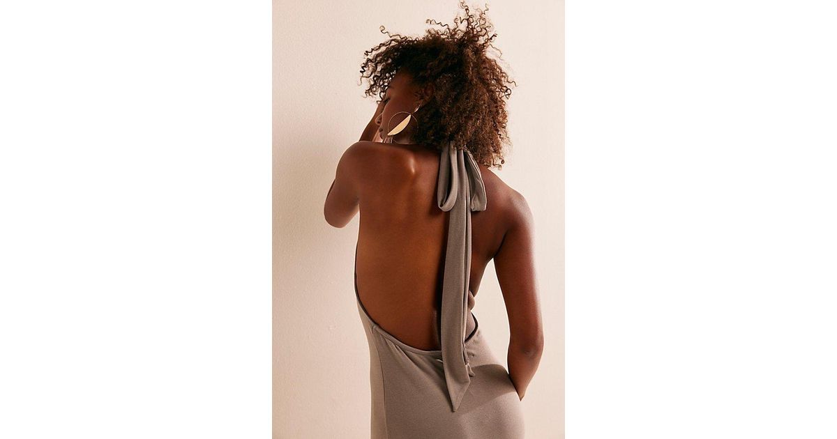 Free People Good Feels Halter Midi Dress in Brown | Lyst