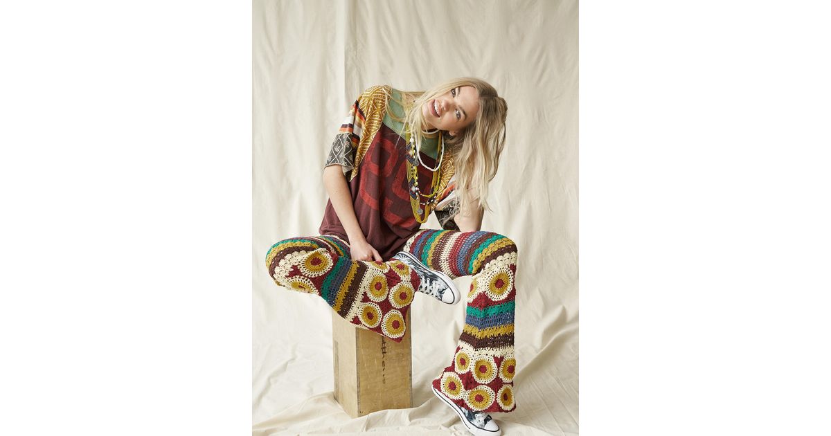 Cotton Grandpa Crochet Flare Pants 