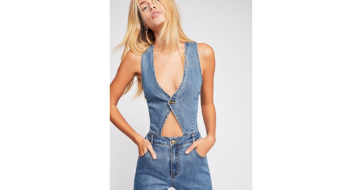 minkpink minx denim jumpsuit