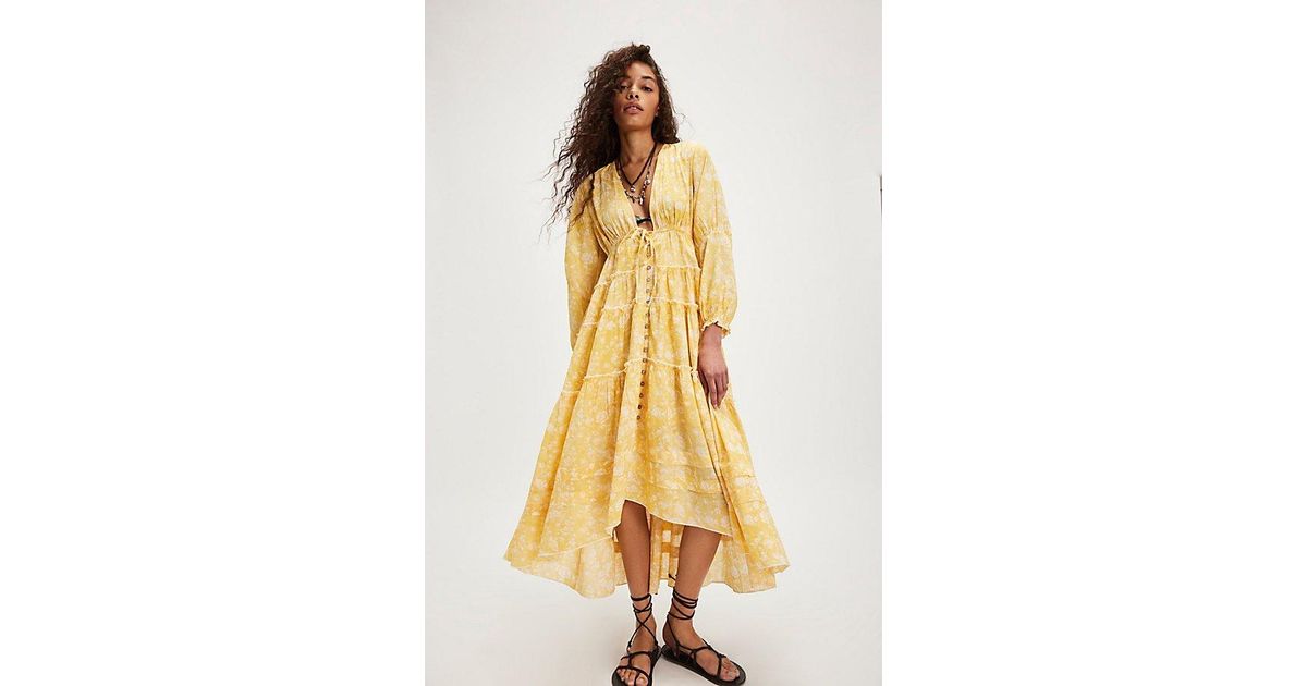 Free People Pappiet Midi Dress in Yellow | Lyst Free People Pappiet Midi Dress in Yellow | Lyst