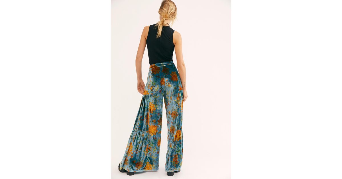 La Vie Velvet Printed Wide Leg Pants 